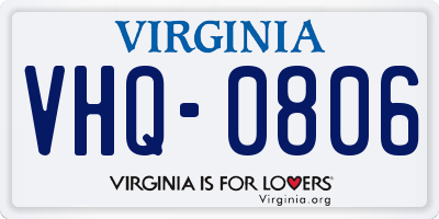 VA license plate VHQ0806