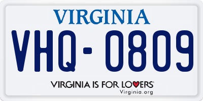 VA license plate VHQ0809