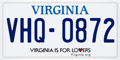 VA license plate VHQ0872