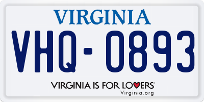 VA license plate VHQ0893