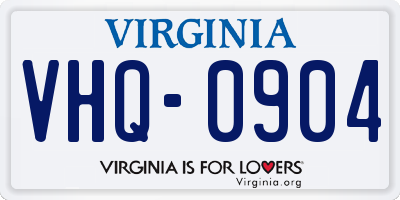 VA license plate VHQ0904