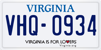 VA license plate VHQ0934