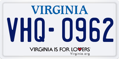 VA license plate VHQ0962