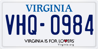 VA license plate VHQ0984