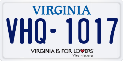VA license plate VHQ1017