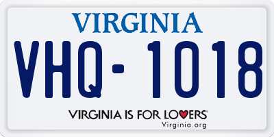VA license plate VHQ1018
