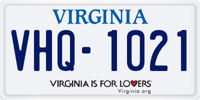 VA license plate VHQ1021