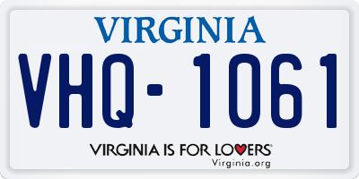 VA license plate VHQ1061