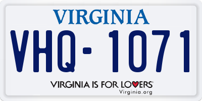 VA license plate VHQ1071