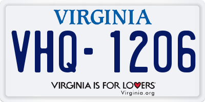 VA license plate VHQ1206
