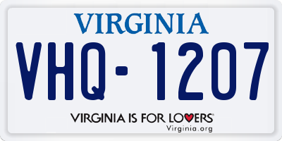 VA license plate VHQ1207