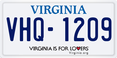 VA license plate VHQ1209