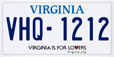 VA license plate VHQ1212
