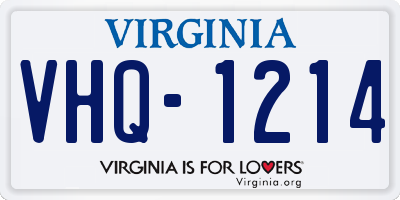 VA license plate VHQ1214