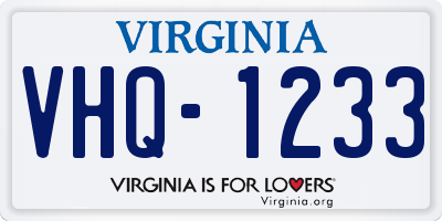 VA license plate VHQ1233