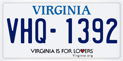 VA license plate VHQ1392