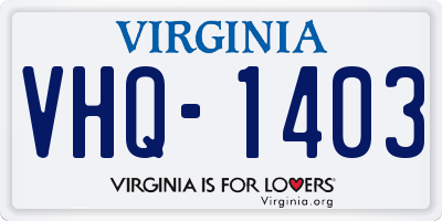 VA license plate VHQ1403
