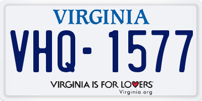 VA license plate VHQ1577
