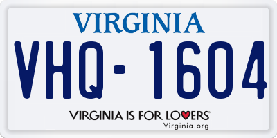 VA license plate VHQ1604