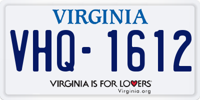 VA license plate VHQ1612