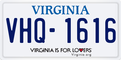 VA license plate VHQ1616