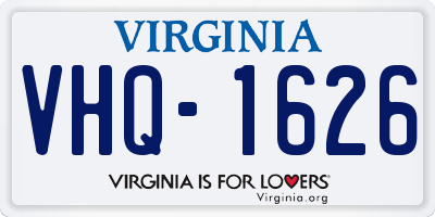 VA license plate VHQ1626