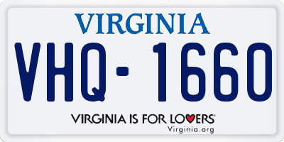 VA license plate VHQ1660