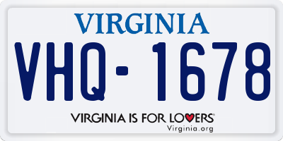 VA license plate VHQ1678