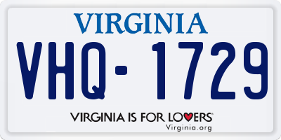 VA license plate VHQ1729