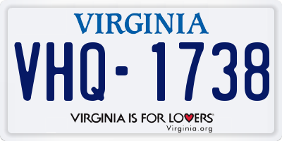 VA license plate VHQ1738