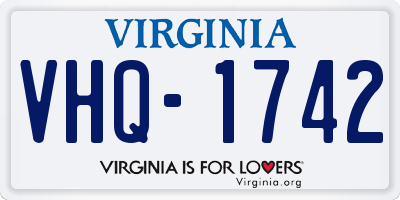 VA license plate VHQ1742