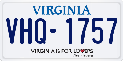 VA license plate VHQ1757