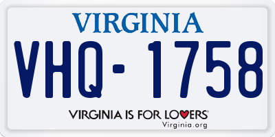 VA license plate VHQ1758