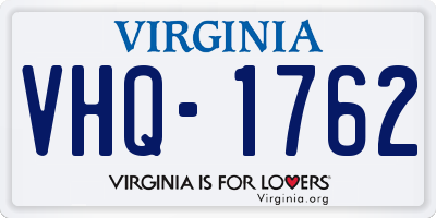 VA license plate VHQ1762
