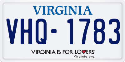 VA license plate VHQ1783