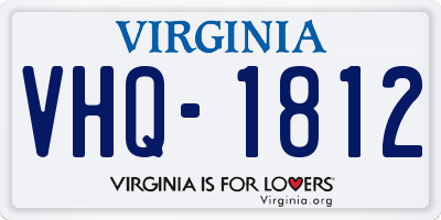VA license plate VHQ1812