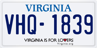 VA license plate VHQ1839