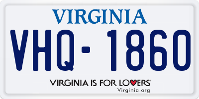 VA license plate VHQ1860
