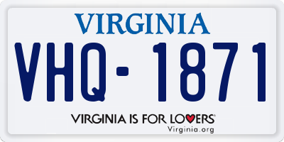 VA license plate VHQ1871