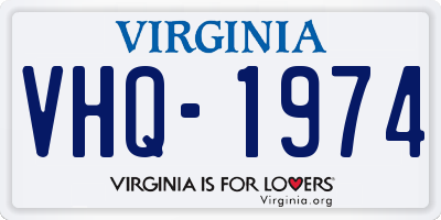 VA license plate VHQ1974
