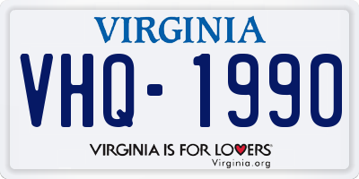 VA license plate VHQ1990