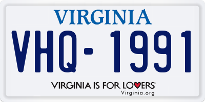VA license plate VHQ1991