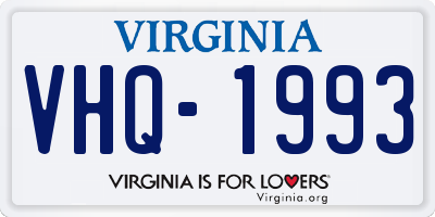 VA license plate VHQ1993