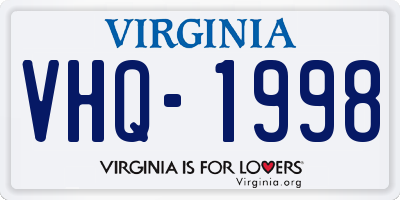 VA license plate VHQ1998