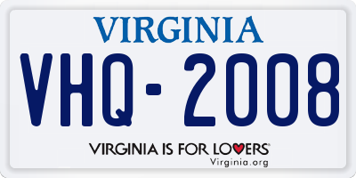 VA license plate VHQ2008