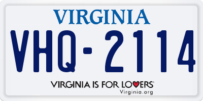 VA license plate VHQ2114