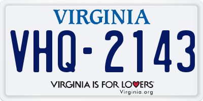 VA license plate VHQ2143