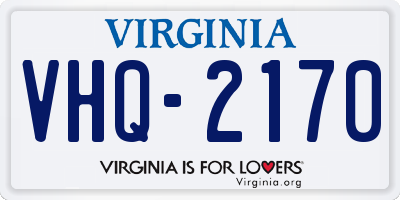 VA license plate VHQ2170