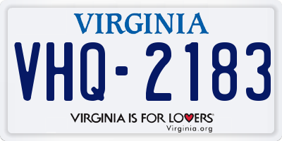 VA license plate VHQ2183