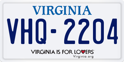 VA license plate VHQ2204